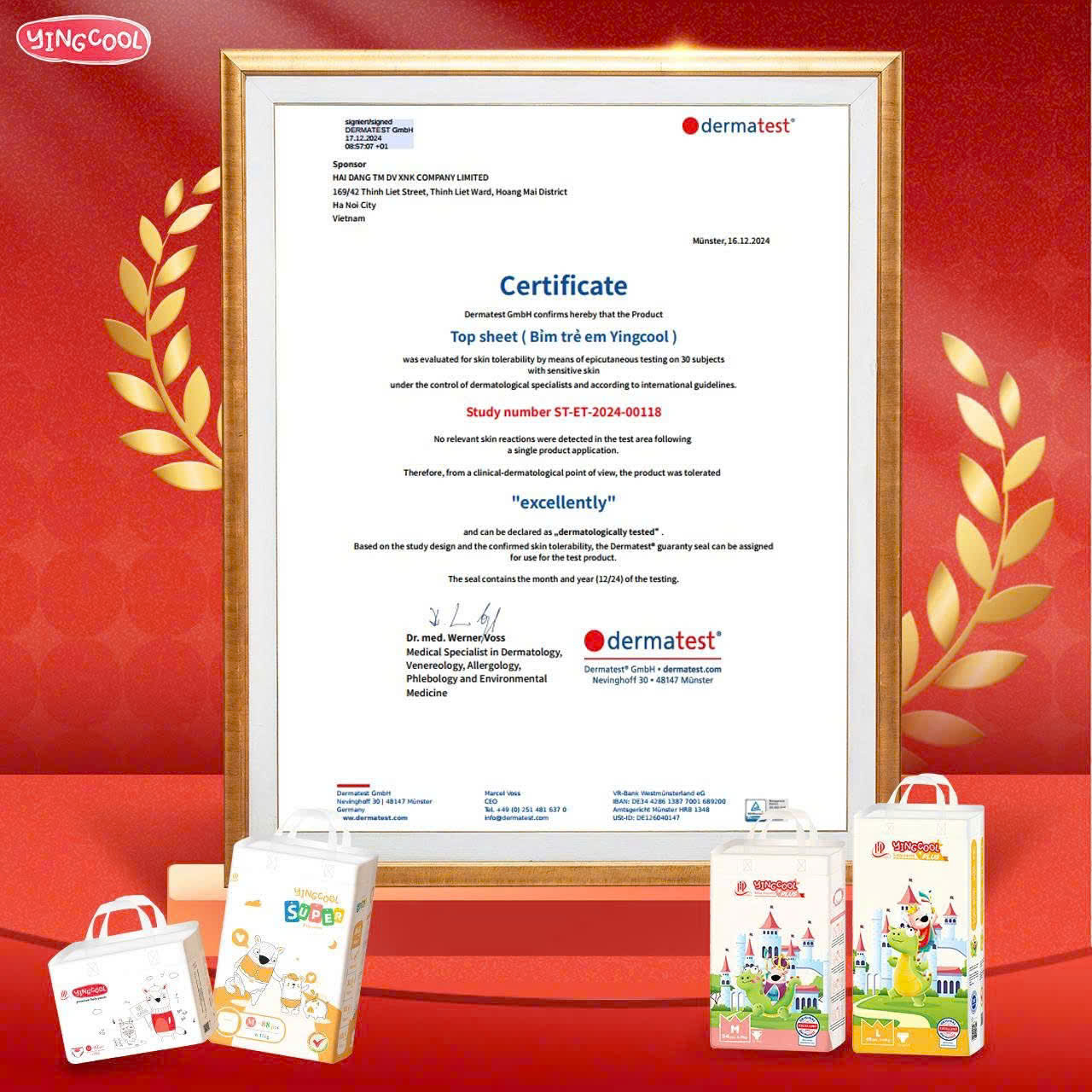 Yingcool chứng nhận Dermatest