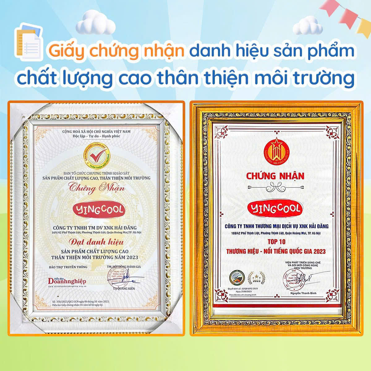 Yingcool chứng nhận sản phẩm chất lượng cao